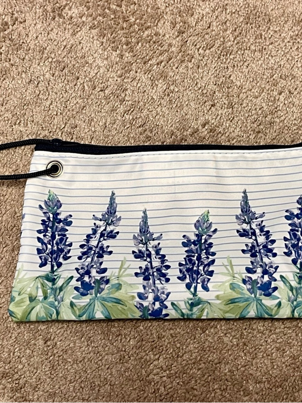 Blue Floral Lupine Wristlet Clutch